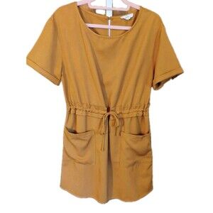 entro Women's Caramel Drawstring Dress With Pockets, Size S‎